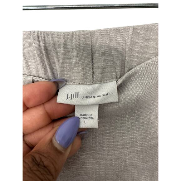J. Jill Linen Stretch Light Gray Lagenlook Coastal Grandma Cropped Pants Large - Picture 2 of 12